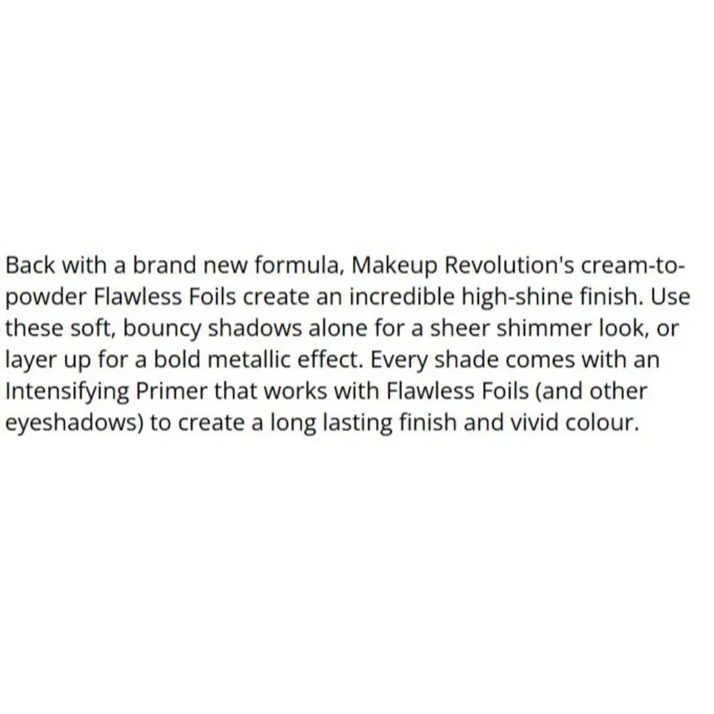 Makeup Revolution Flawless Foils Metallic Eyeshadow & Primer Set 